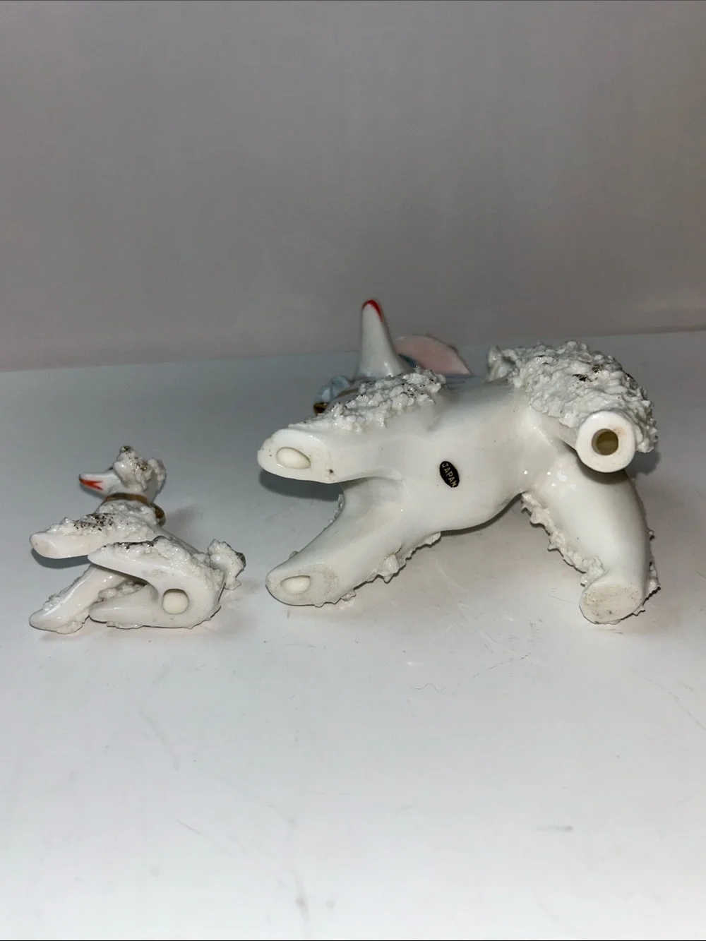 1950’s Spaghetti Trim Poodle With Pup No leash Porcelain